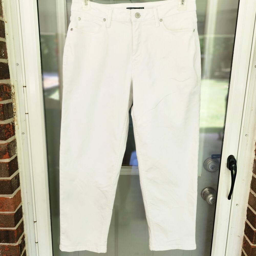 Simply Vera Vera Wang Women's Size 8 Mid-Rise Boyfriend Crop White Denim Jeans